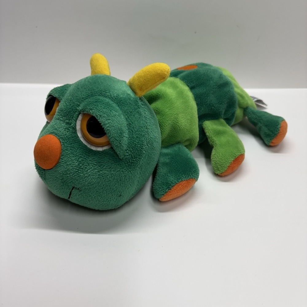 Russ Berrie Lil Peepers Mili The Green Caterpillar 12" Big Eyes Green & Orange